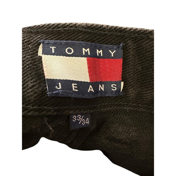Tommy Hilfiger VTG Y2K Black Men’s Denim Jeans Logo Spell Out Band 33 X 34 - Picture 2 of 4